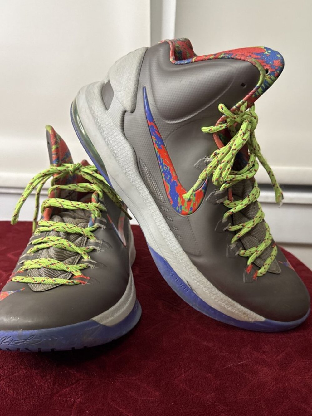 Mens Nike KD 5 'Splatter' Grey/Green/Violet Force/Crimson Basketball Shoes US 9